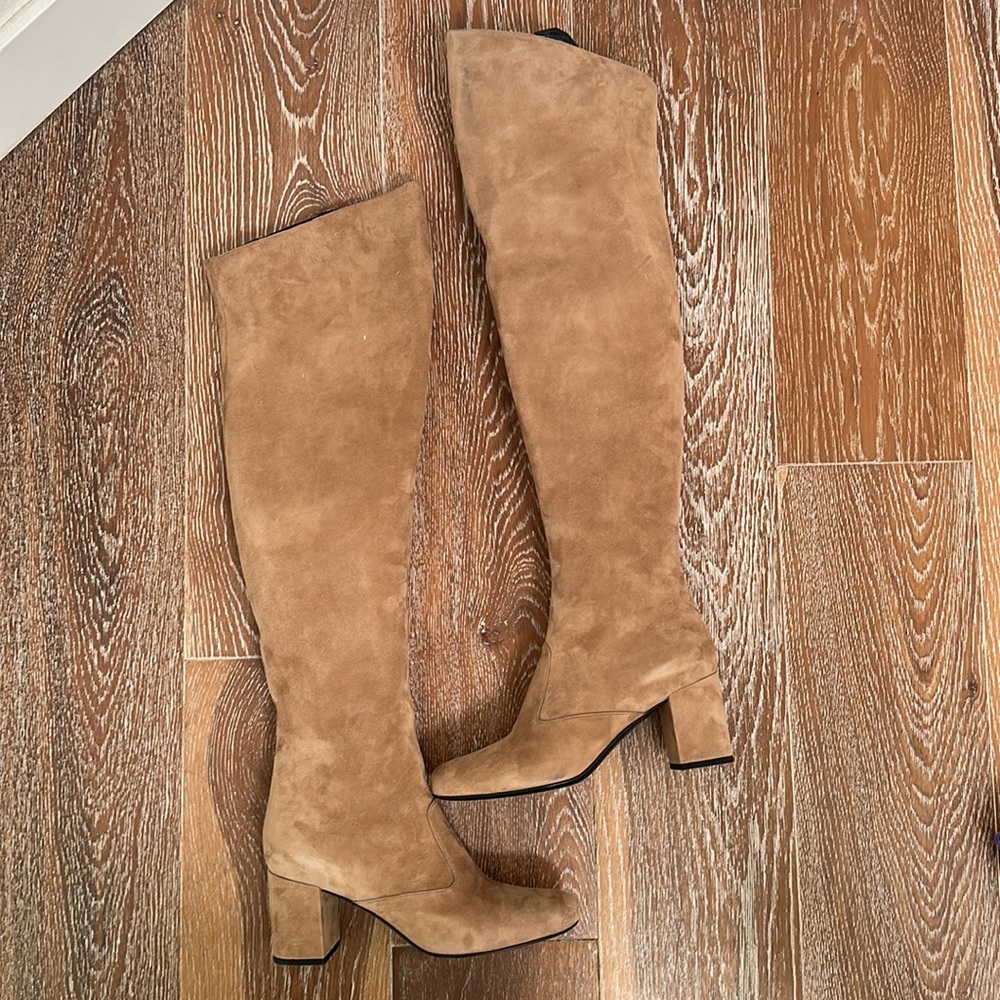 Saint Laurent New Suede Thigh High Boots 37